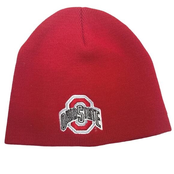 4 Point 0 Other - Ohio State Buckeye New Embroidered Red 4 Point O Beanie One Size